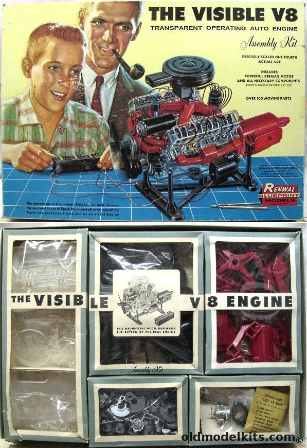 Renwal 1/4 The Visible V8 (V-8) Transparent Motorized Operating Auto Engine, 802 plastic model kit